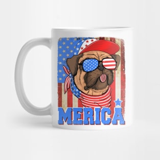 Funny Merica Retro Flag US American Bulldog Patriotic Mug